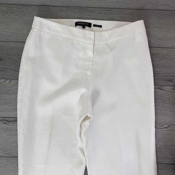 Lafayette 148 Barrow Women Size 4 Cream Linen Straight Leg Pants Trouser Office - Picture 11 of 13